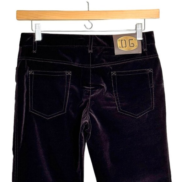 DOLCE & GABBANA Velvet Dress Pants Sz.8 Dark Brown Straight Leg Mid Rise - Picture 12 of 14